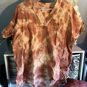 Pink & white 100% cotton tshirt hippie boho style